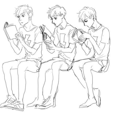 ALMOST AS COOL AS YOU — im having a hard time thinking of poses to... Book Reading Pose Drawing, Reading Drawing Reference Poses, Reading Reference Drawing, Sitting And Reading Pose Drawing, Man Reading Drawing, Character Reading Book Pose, Person With Book Reference, Person Reading Drawing Reference, Pose Reference Reading