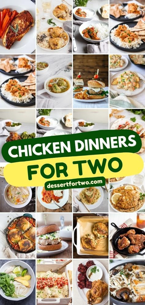 Want more chicken recipes for two? Check out these easy dinner ideas! Here, you'll find lots of chicken dinners, including chicken breasts, chicken thighs, bone-in, skin-on, boneless, skinless, and more! Enjoy cooking for two! Small Batch Chicken Recipes, Chicken For Two Easy, Chicken Dishes For Two, Chicken Dinner For One Person, Chicken Thigh Dinners Meals, Easy Chicken Dinner Recipes For Two, Chicken Thigh Recipes For Two, One Person Chicken Meals, Chicken For Two Recipes