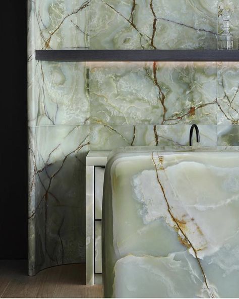 Green Onyx Bathroom, Bold Marble, Marble Walls, Onyx Tile, Inspiration Board Design, House Bedroom, Downstairs Bathroom, Marble Bathroom, Green Marble