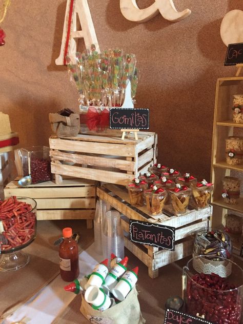 Western Treat Table, Candy Bar Vaquero, Charro Party Ideas, Party Snack Table, Candy Bar Table, Rodeo Birthday Parties, Mexican Birthday Parties, Western Birthday Party, Rodeo Party