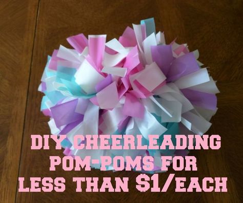 DIY Cheerleading Pom-Poms                                                                                                                                                      More Pom Poms Cheer, Sport Snacks, Cheer Crafts, Cheerleading Party, Cookie Booth, Cheer Banquet, Cheerleading Pom Poms, Sports Crafts, Cheer Pom Poms