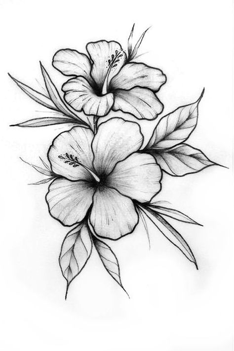 Flower Tattoo Stencils, Catrina Tattoo, Hibiscus Tattoo, Flower Tattoo Drawings, Beautiful Flower Tattoos, Tattoos For Black Skin, Tattoo Stencil Outline, Floral Tattoo Design, Tattoo Style Drawings