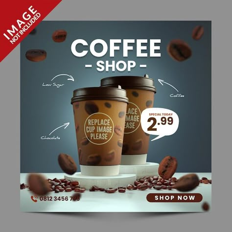 Coffee Shop Social Media, Coffee Poster Design, Coffee Advertising, Photoshop Tutorial Typography, Social Media Advertising Design, Creative Advertising Design, Coffee Roaster, Food Advertising, Photoshop Tutorial Design