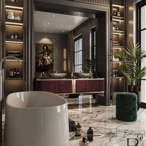 Bathroom Design ✨️ #trendingpost #viralpost #instagramreels #bathroomtour #explorepage #beforeandafter #interiorbathroom #bathroomdesign #iplnews #bathroomdecor #rennovation #homedesignsdworld #cookinghacks Interior Design Business Names, Classic Bathroom Design Luxury, Bathroom With Color, Design Business Names, Cinema Room Design, Stylish Bathroom Design, Contemporary Luxury Bathroom, Mirrored Bathroom, Classic Bathroom Design