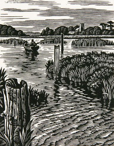 Howard Phipps - The River Alde at Iken Wood Cut Print, Lino Ideas, Woodcut Illustration, Woodcut Prints, Relief Prints, Woodcut Art, Scratchboard Art, Relief Printmaking, Lino Art