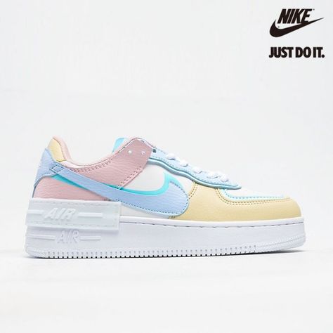 Nike Air Force 1 Shadow 'PASTEL' White Glacier Blue Ghost - CI0919-106 - AIR FORCE 1 LOW - If you want something that is universally appealing, the Air Force 1 Low is here to meet your needs. Adapting to a simple and classic style, the low-cut silhouette Blue Ghost, Pastel White, Nike Air Force 1 Shadow, Air Force 1 Shadow, Nike High Tops, Custom Air Force 1, Cute Nike Shoes, Cute Nikes, Fabulous Shoes