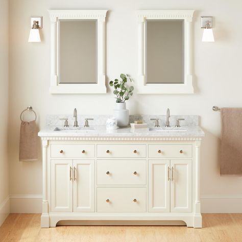 60" Claudia Double Vanity With Rectangular Undermount Sinks - White, Polished Nickel Faucet, Clawfoot Tub Shower, Cabinet Vanity, Composite Sinks, Wall Mount Sinks, Fireclay Farmhouse Sink, Console Sink, Black Kitchen Faucets, Undermount Sinks