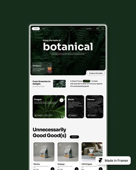 Botanical — modern minimalist @framer template, perfect for cafes, restaurants, and other businesses looking to showcase their unique charm. With its clean design and refined aesthetics, it provides an ideal platform to present your offerings and create a welcoming atmosphere for your customers. #framertemplate #framer #framertemplates #framersites Web Design Layouts, Showcase Portfolio, Framer Website Designs, App Design Aesthetic, Botanical Website Design, Web Designer Portfolio Website, Minimalistic Web Design, Social Media Post Inspiration, Company Website Design