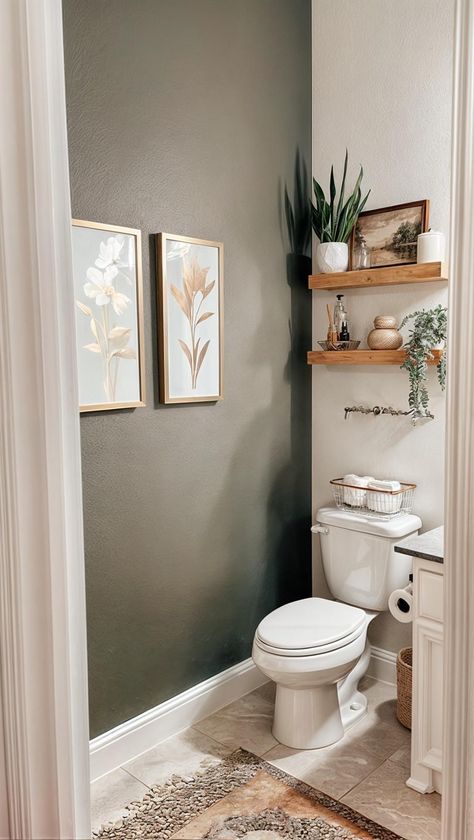 Small Half Bathroom Remodel, Small Half Bathroom, Half Bathroom Remodel, Half Bathroom Decor, Guest Bathroom Small, Toilet Room Decor, Restroom Decor, Small Bathroom Ideas On A Budget, Small Bathroom Ideas Modern