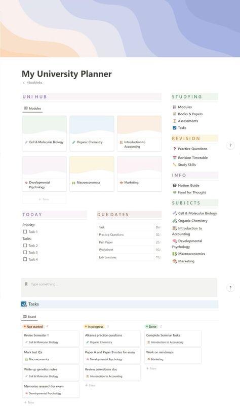 #Organisation #Notion_Guide #Lecture_Notes_Template #Assessment_Tracker Uni Notion, Notion Guide, Assessment Tracker, University Planner, Digital Workspace, Life Planner Organization, Notion Dashboard, Easy Meals For College Students, Homepage Template