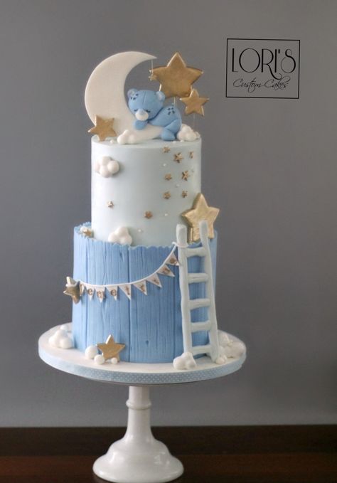 Baby Shower Cake  - cake by Lori Mahoney (Lori's Custom Cakes) Pastel Para Baby Shower, Cake Bear Baby Boy, Cake Baby Boy, Baby Shower Cake For Boy, Welcome Baby Boy Cake Ideas, Baby Shower Boy Cake Ideas, Torte Baby, Baby Shower Cake Ideas For Boys, Birthday Cake Baby Boy