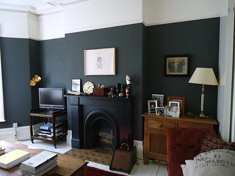 Farrow And Ball Living Room, New House Living Room, Victorian Living Room, Dark Living Rooms, 1930s House, Front Rooms, Living Room Diy, Living Room Inspo, Living Room Grey