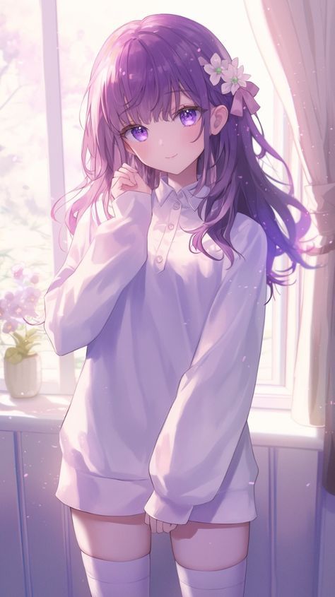 Cute Anime Girlies Pfp, Anime Purple Hair, Wallpaper Pfp, Anime Girlies, Anime Show, Lilac Hair, Bows Diy Ribbon, Anime Child, Mythical Creatures Art