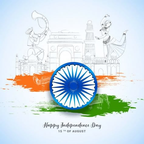 Indian independence day concept. | Premium Vector #Freepik #vector #background #poster #woman #animals Happy Independence Day Poster Design, Indian Independence Day Posters Design, Indian Independence Day Post, Independent Day Background, Creative Independence Day Post, Independent Day Poster, Independence Day Poster Design, Independence Day Post, Independents Day