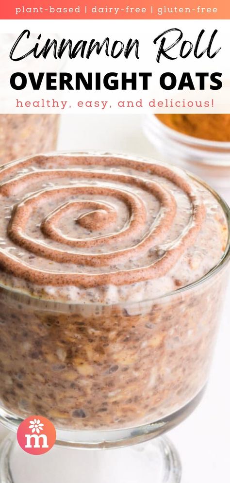 Cinnamon Bun Overnight Oats, Overnight Oats Cinnamon, Cinnamon Roll Overnight Oats, Oven Dried Strawberries, Overnight Oats Easy, Healthy Cinnamon Rolls, Healthy Oats, Baked Breakfast, Yogurt Toppings