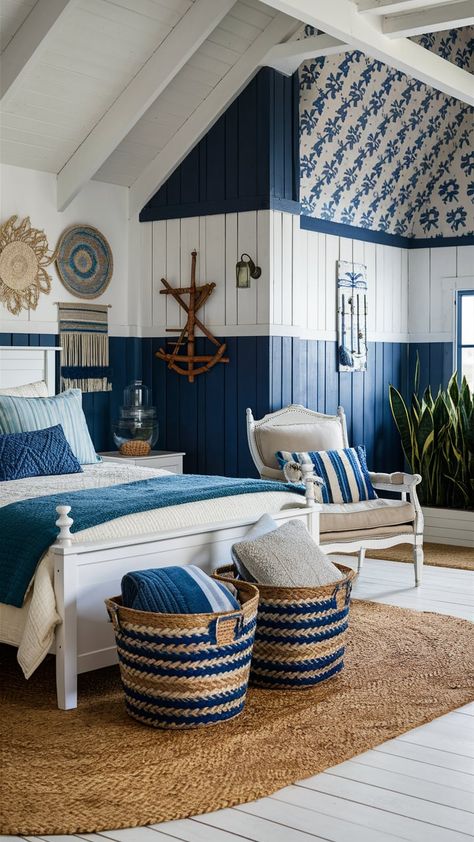 20 Dreamy Coastal Bedroom Refresh Ideas for Instant Relaxation Kids Beach House Bedroom, Vintage Nautical Bedroom, Beachy Bed, Yacht House, Nautical Themed Bedroom, Coast Decor, Coastal Bedroom Furniture, Coastal Houses, Ocean Themed Bedroom