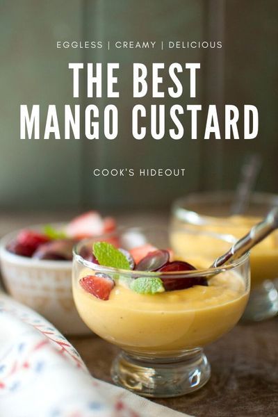 Mango Custard Pudding, Indian Custard Recipe, Eggless Custard Recipe, Drinks Virgin, Mango Custard Recipe, Custard Powder Recipes, Fruit Custard Recipe, Mango Pudding Recipe, Mango Custard