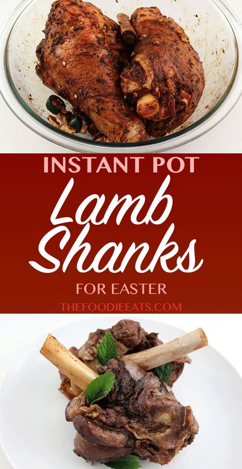 Pressure Cooker Lamb Shanks | The Foodie Eats Instapot Lamb, Lamb Shanks Pressure Cooker, Pressure Cooker Lamb, Lamb Shank Recipe, Recipes Pressure Cooker, Lamb Shank, Ip Recipes, Garlic Puree, Ninja Foodi Recipes