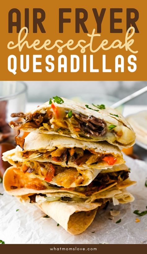 Steak Quesadilla Recipe Air Fryer, Air Fryer Quesadilla Recipes, Steakumm Recipes, Air Fryer Quesadilla, Cheesesteak Quesadilla, Steak Quesadilla Recipes, Steak Quesadilla, Beef Quesadillas, New Air Fryer Recipes