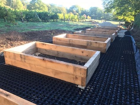 New oak railway sleeper raised beds Sleeper Raised Beds, Oak Sleepers, Vegetable Beds Raised, Railway Sleepers, Vegetable Bed, Raised Beds, Raised Garden Beds, Raised Garden, Garden Beds