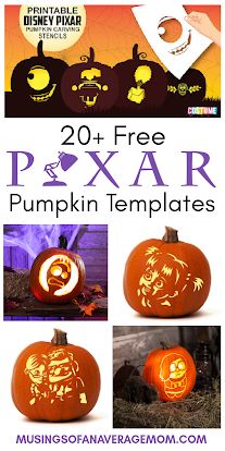 More than 20 free Disney Pixar Pumpkin Carving Templates Inside Out 2 Pumpkin Carving, Wall-e Pumpkin Carving, Pumpkin Carving Disney Ideas, Pixar Pumpkin Carving, Inside Out Pumpkin Carving, Stitch Pumpkin Carving Template, Toy Story Pumpkin Carving, Easy Disney Pumpkin Carving, Monsters Inc Pumpkin Carving