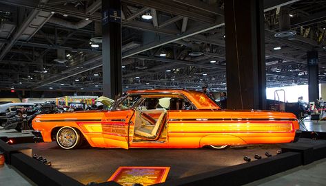 Lowrider L.A. Super Show 2022 Pt. II: It's a Set-Up Custom Cars Paint, Sports Arena, Lowrider Cars, Custom Bicycle, Chevy Bel Air, Big Show, Overhead Lighting, Los Angeles County, Car Club