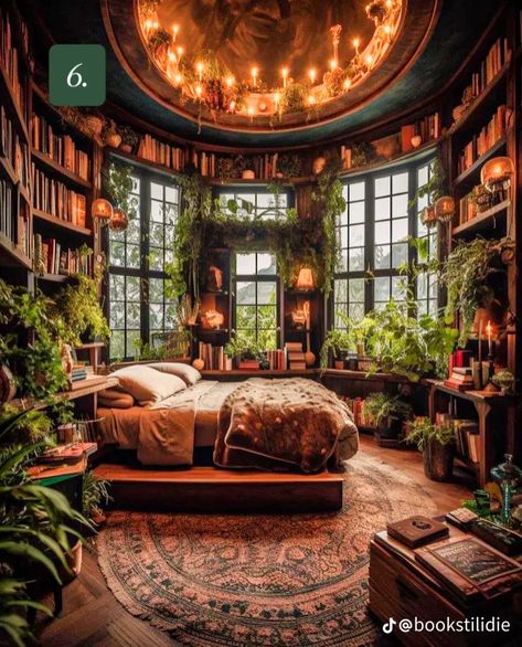 Cottagecore Witch Bedroom, Fantasy Bedroom Aesthetic Cozy, Cozy Witch Cottage Aesthetic, Apothecary Aesthetic Bedroom, Apothecary Decor Bedroom, Dark Fantasy Interior, Apothecary Bedroom Ideas, Dark Cottagecore Interior, Witch Cottage House