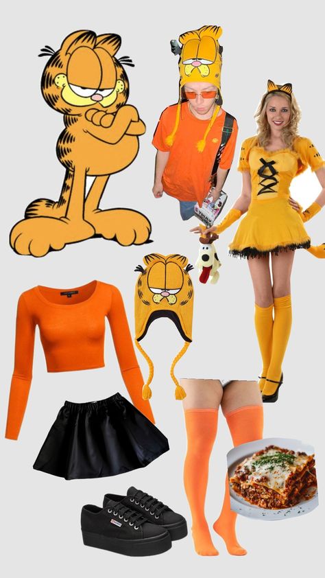 Garfield Garfield Costume Women, Garfield And Odie Costume, Garfield Costume Diy, Garfield Halloween Costume, Garfield Cosplay, Garfield Halloween, Garfield Costume, Holloween Costumes, Holloween Costume