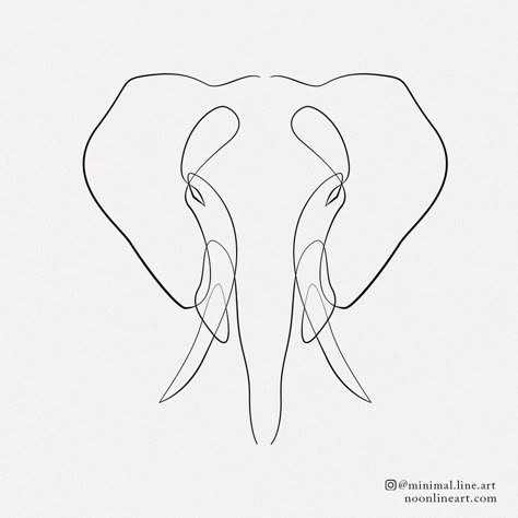 Elephant Line Work Tattoo, Elephant Tattoos Line Art, Elephant Fine Line Tattoo, Outline Of Elephant, Fine Line Animal Tattoos, Energetic Tattoo, Outline Animals, Elephant Head Drawing, Simple Elephant Tattoo