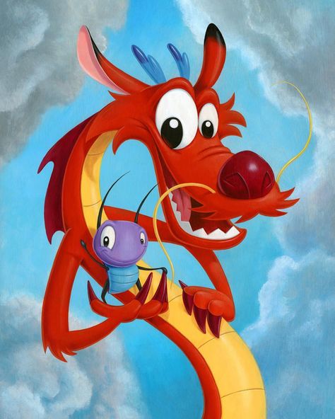 Mushu & Cri-Kee! I love these two and am excited to reveal my latest painting for WonderGround Gallery. I will be at the gallery in… Mulan Dragon, Mulan Mushu, Rigor Mortis, Disney Characters Wallpaper, Cartoon Character Tattoos, Mulan Disney, Disney Pop, Disney Images, Disney Animals