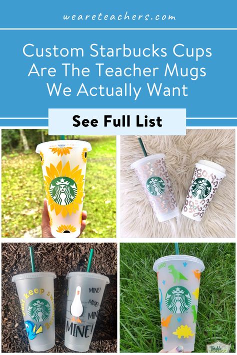 Cups For Teachers, Starbucks Cup Design, Teacher Mugs, Discounts For Teachers, Personalized Starbucks Cup, We Are Teachers, New Teacher Gifts, Custom Starbucks Cup, Best Teacher Gifts