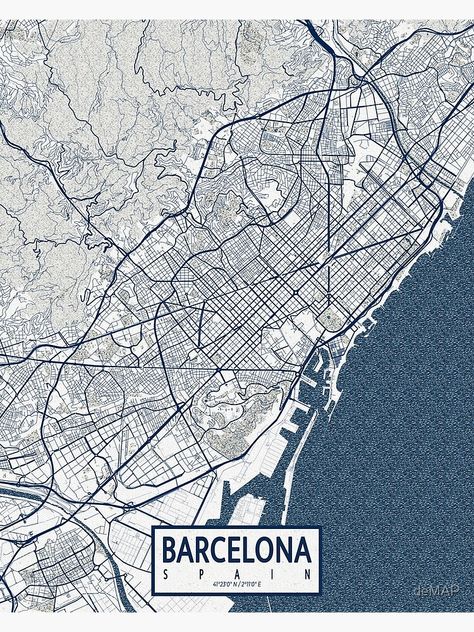 Barcelona City Map, Blue Cityscape, Barcelona Map, Spain History, Map Of Spain, City Posters, Maps Posters, Rich And Poor, Urban Design Plan