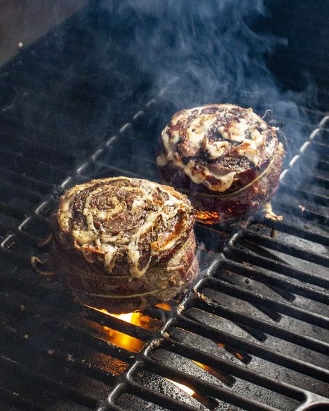 Grilled steak pinwheels are one of my favorite ways to enjoy skirt steak! Juicy steak stuffed with pesto, prosciutto, and provolone cheese. Steak Pinwheels, Skirt Steak Recipes, Grilled Flank Steak, Round Steak, Summer Cooking, Juicy Steak, Provolone Cheese, Grilled Steak, Skirt Steak