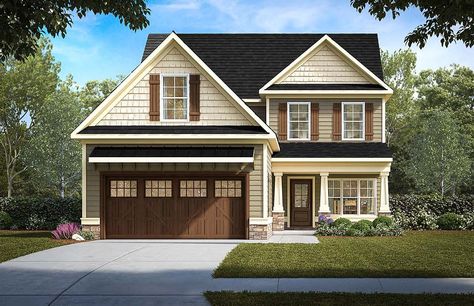 House Plan 76722 - Traditional Style with 2476 Sq Ft, 3 Bed, 2 Ba 2 Story Craftsman House Plans, Vaulted Family Room, Craftsman Details, Two Story House Plans, Printable Budget, Garage House Plans, Sims Ideas, Craftsman House Plan, Cottage House