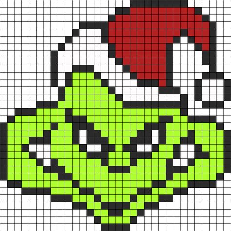 Grinch Pixel Pattern, Cross Stitch Grinch Patterns, Grinch Fuse Beads, Grinch Cross Stitch Pattern Free, Cross Stitch Grinch, Holiday Perler Bead Patterns, Grinch Perler Beads, Grinch Perler Bead Patterns, Grinch Plastic Canvas Patterns