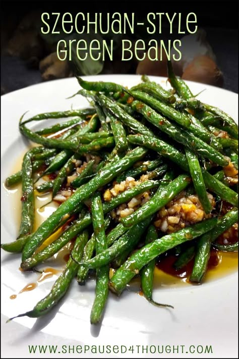 Chinese Green Bean Recipes, Szechuan Green Beans, Chinese Green Beans, Jet Tila, Green Bean Recipe, Spicy Green Beans, Beans Beans, Bean Recipe, Chinese Green