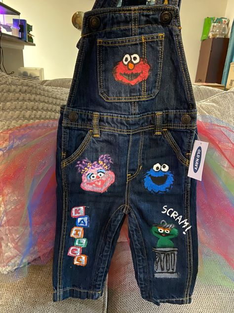 Now taking custom orders. I will be doing portraits on jackets as well. Custom Pants, Sesame Street, Custom Creations, Custom Orders, Overalls, Hand Painted, Pants, Trousers