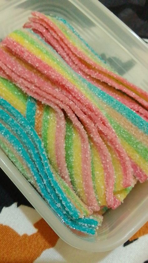 Sour Candy Aesthetic, Sour Lollies, Sour Strips, Sour Food, Sour Candy Recipe, Sour Sweets, Freakshakes Recipe, Sour Gummies, Sour Belts