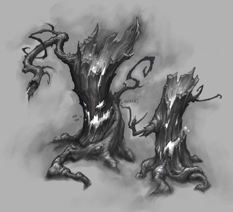 ArtStation - Twisted Treeline concepts, Peet Cooper Tree Monster, Mascaras Halloween, Arte Doodle, Twisted Tree, Spooky Trees, Tree Sketches, Blizzard Entertainment, Riot Games, Tree Drawing