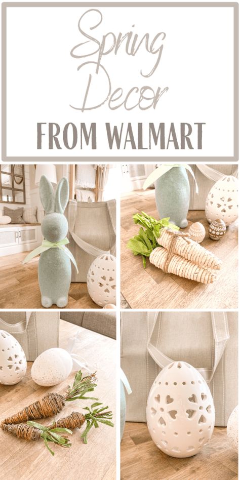 Walmart Easter Decor, Easter Decor 2024, Easter Decorating Ideas For The Home, Spring Decor 2024, Easter Living Room Decor, Neutral Spring Decor, Simple Spring Decor, Easter Home Decor Ideas, Neutral Easter Decor