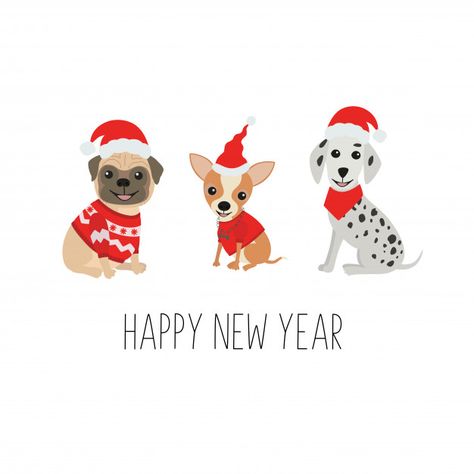 Cute dogs in funny christmas costumes | Premium Vector #Freepik #vector Funny Christmas Costumes, Happy New Year Dog, Happy New Year Greeting Card, New Year Greeting Card, New Year Greeting, Pig Cartoon, Happy New Year Greetings, Happy Cartoon, Cute Lion