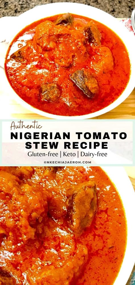 Nigerian Stew in a bowl African Red Sauce, Pepper Stew African, African Red Stew, Nigerian Pepper Soup Recipe, Hot Pepper Soup Nigerian, Pepper Soup Recipe African, Tomato Stew Recipes African, African Tomato Stew, Beef Stew With Tomato Sauce