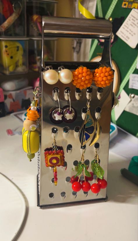 Cheese grater, earring holder Baddie Room, Earrings Holder, Cheese Grater, Earring Holder, Cheese, Holiday Decor, Pins