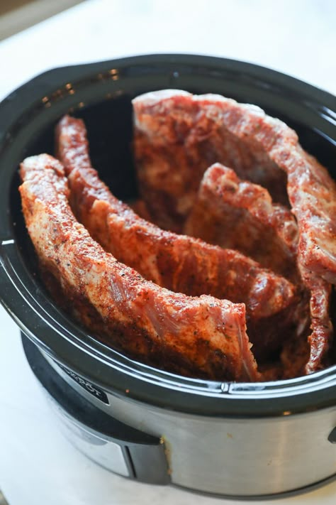 racks of ribs in crockpot Best Ribs Recipe Crockpot, Easy Ribs In Crockpot, Ribs Crockpot Easy, Crockpot Ribs Without Bbq Sauce, Tender Ribs On The Grill, Bbq Ribs In Crockpot, Slow Cooker Ribs Pork, Bbq Pork Ribs Crockpot, Babyback Ribs In Crockpot Slow Cooker