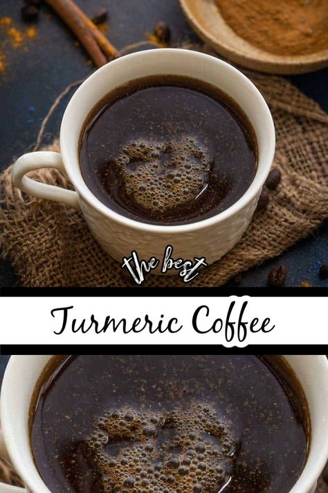 Golden Coffee Recipe, Turmeric Coffee Latte, Turmeric In Coffee, Tumeric In Coffee, How To Use Tumeric Powder, Turmeric Powder Recipes, Tumeric Coffee Recipes, Tumeric Coffee, Turmeric Coffee Recipe