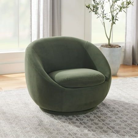 Sage Sitting Room, Small Swivel Chair Living Room, Olive Green Chair Living Room, Bedroom Chairs Comfy, Green Accent Chair Living Room, Bedroom Decor Chair, Walmart Chair, Velvet Green Chair, Small Arm Chair