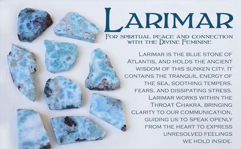 What is Larimar? Everything You Need to Know Reiki Symbols, Spiritual Crystals, Gemstone Meanings, Crystal Therapy, Larimar Stone, Crystal Healing Stones, Les Chakras, Rocks Crystals, Crystal Magic