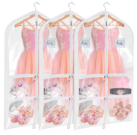 Univivi Clear PVC Dance Costume Bags (3 Pack) Garment Bag 40 Inch for Dance Competitions, with 4 Medium Clear Zipper Pockets and 1 Large Back Zippered Pocket Dance Garment Bag, Dance Garments, Dance Competitions, Costume Bags, Kids Garments, Garment Cover, Suit Bag, Dance Recital, Best Dance