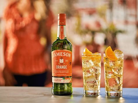 Jameson Orange and Lemon Lime Soda Recipe | Jameson Irish Whiskey 2 Ingredient Drinks, Jameson Orange, Irish Whiskey Drinks, Jameson Drinks, Ginger Ale Cocktail, Orange Juice Cocktails, Ginger Beer Cocktail, Iced Tea Cocktails, Cranberry Juice Cocktail