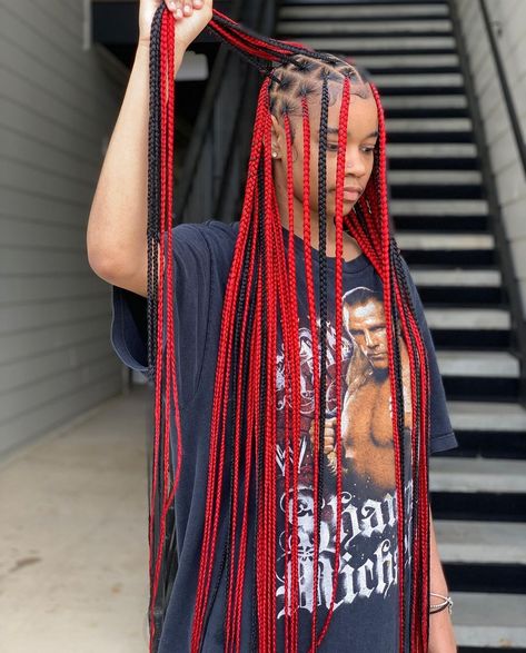 Red Jumbo Box Braids, Colored Box Braids, Best Hair Dye, Short Box Braids Hairstyles, Colored Braids, Stunning Hairstyles, Box Braids Hairstyles For Black Women, Quick Weave Hairstyles, Cute Braided Hairstyles